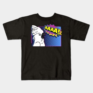 Screaming Umbrella Cockatoo Comic Kids T-Shirt